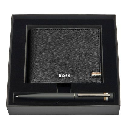 Hugo Boss Комплект портфейл и химикалка Iconic, черни