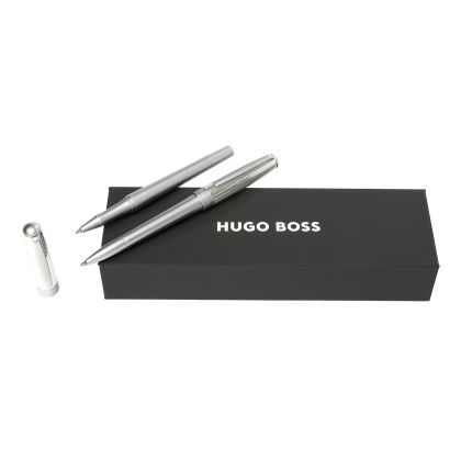 Hugo Boss Комплект ролер и химикалка Essential Metal, в кутия, сребристи