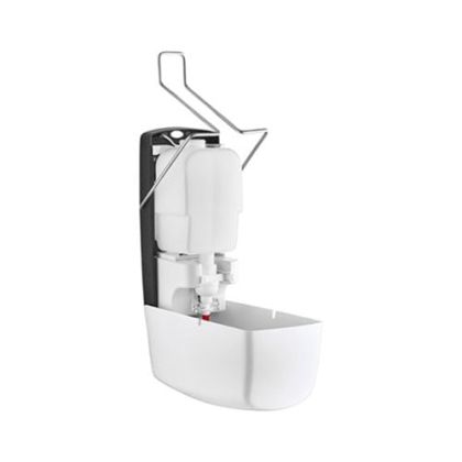 Диспенсър за дезинфектант на гел Rulopak, 1 L, лакътен, бял