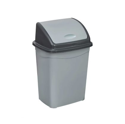 Кош за отпадъци Planet, с люлеещ капак, 26 L, сиво-черен