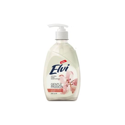 Течен сапун Elvi, с помпа, нежна страст, 400 ml, бял