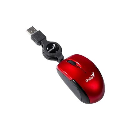 Мишка Genius Micro Traveler, с кабел, USB Type-A, 3 бутона, червена