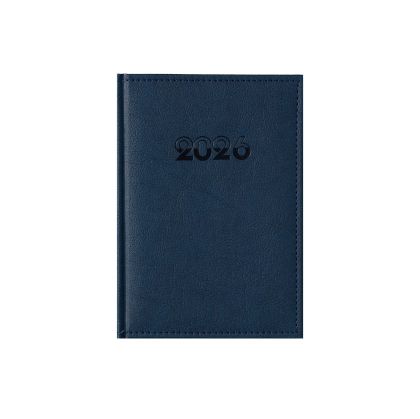 Календар-бележник Европа, с дати, A5, кожена подвързия, син