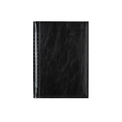 Календар-бележник Мадера, с дати, A5, кожена подвързия, цвят черен