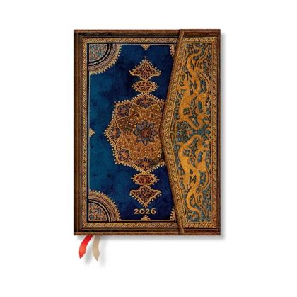 Paperblanks Планер Safavid Indigo, Midi, хоризонтален, твърда корица, 80 листа, за 2026 година