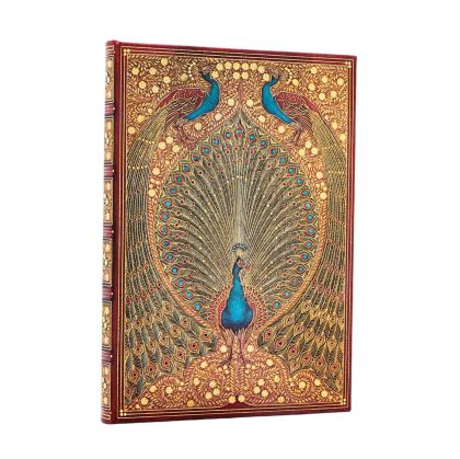 Paperblanks Тефтер Hafiz's Peacocks, Midi, широки редове, твърда корица, 72 листа