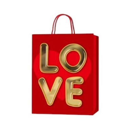 Подаръчна торбичка Love, 18 х 23 х 8 cm, златиста