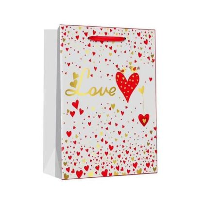 Подаръчна торбичка Love, 26 х 32 х 12 cm, бяла