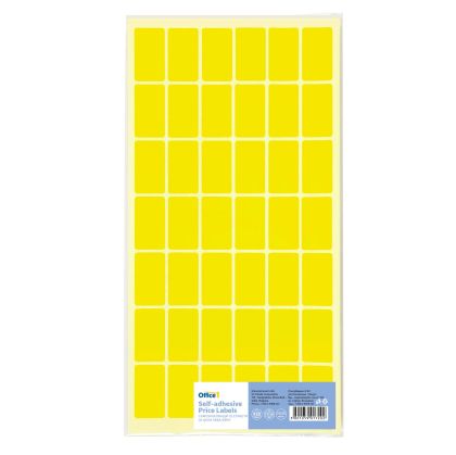 Office 1 Самозалепващи се етикети за цени, 17 x 30 mm, жълти, 420 броя