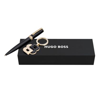Hugo Boss Комплект химикалка и ключодържател, черно-златисти