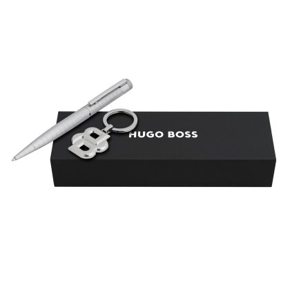 Hugo Boss Комплект химикалка и ключодържател, сребристи