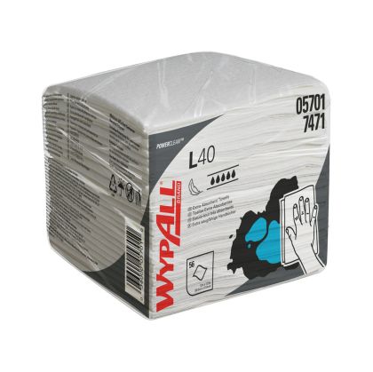 Кърпи за почистване Kimberly-Clark WypAll L40 8387 Absorbent, 1/4 сгънати, 30.4 х 31.7 cm, бели, 56 броя