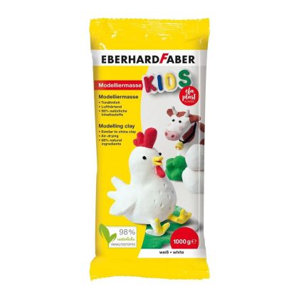 Eberhard Faber Глина за моделиране Plast Kids, 1 kg, бяла