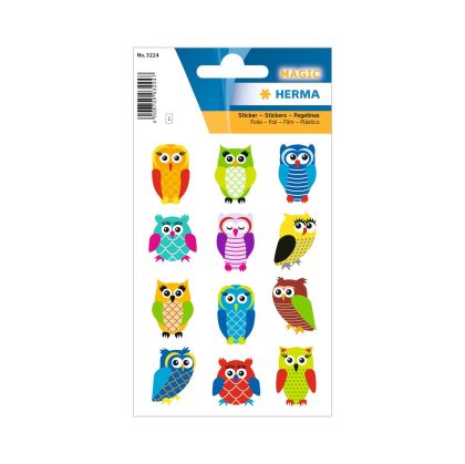 Herma Самозалепващи се етикети Бухали, глитер, 1 лист
