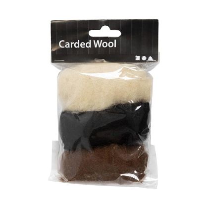 Creativ Company Вълна за плъстене, 3 х 10 g, черна, кафява и бяла