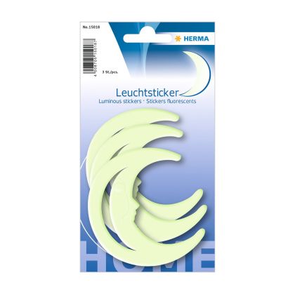 Herma Самозалепващи се етикети Луна, светещи в тъмно, 3 броя