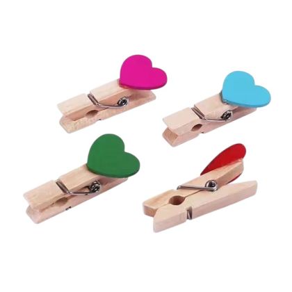 Foska Щипки, дървени, с цветни орнаменти, 35 х 7 mm, 20 броя