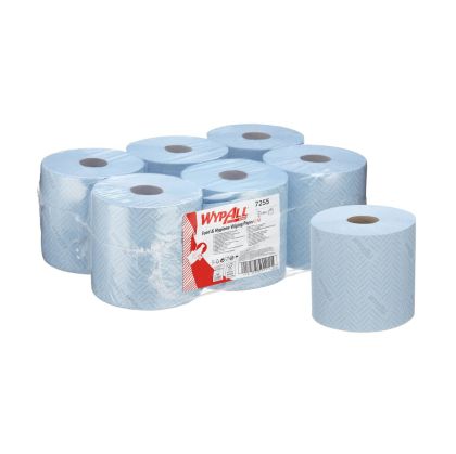 Кърпи за почистване Kimberly-Clark WypAll L10 7255 Centrefeed, на ролка, 38 х 19.5 cm, 800 къса, сини, 6 броя