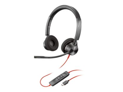 HP Poly Слушалки Blackwire 3320, жични, с микрофон, USB Type-C/Type-A адаптер