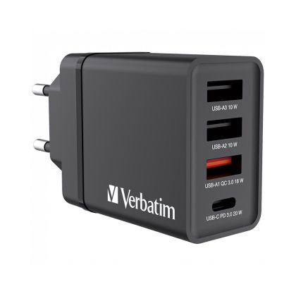 Verbatim Адаптер, 4 порта 3хUSB Type-A, 1xUSB Type-C, 30 W