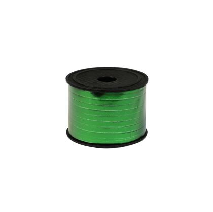 Лента-панделка, металик, 0.5 cm, 90 m, зелена