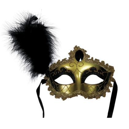 Маска с пера, златисто-черна