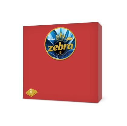 Салфетки Zebra Deluxe, двупластови, 33 х 33 cm, червени, 35 броя