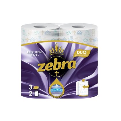 Кухненска ролка Zebra Duo, трипластова, 57 къса, 2 броя