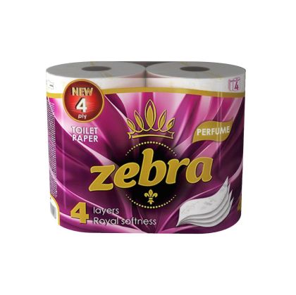 Тоалетна хартия Zebra Perfume, четирипластова, 130 къса, 4 броя