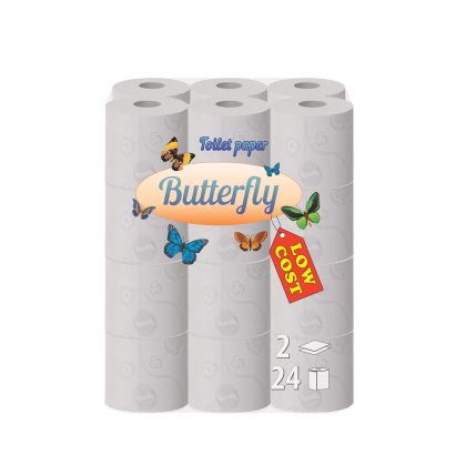 Тоалетна хартия Butterfly, двупластова, 150 къса, 24 броя
