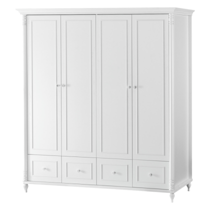 Четирикрилен детски гардероб  с чекмеджета NIL - бял
