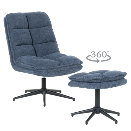 Кресло с табуретка JANET - синьо