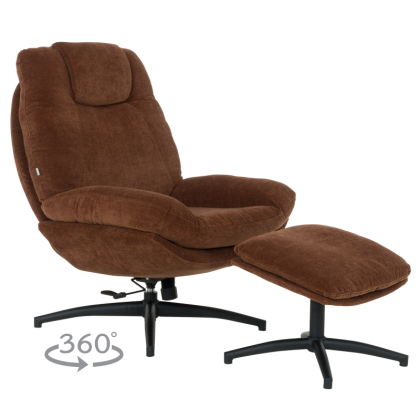 Кресло с табуретка PORTO - кафяво