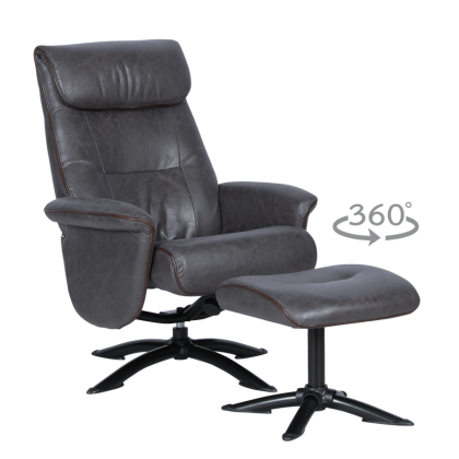 Кресло с табуретка EMA - тъмносиво