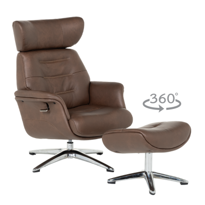 Кресло с табуретка TEDY - кафяво