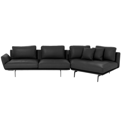 Кожен ъглов диван GRAM LUX - черен
