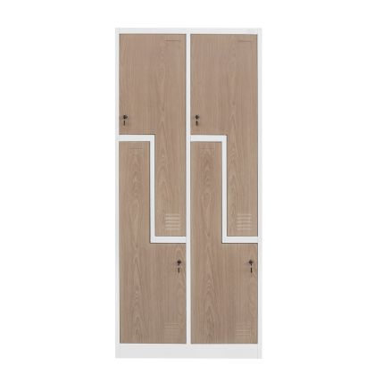 Гардероб RFG, двоен, метален, Z-образни врати, 800 х 450 х 1850 mm, кехлибарен дъб и бяло