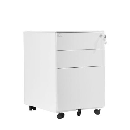 Контейнер RFG, метален, с три чекмеджета и ключ, 390 х 520 х 600 mm, бял