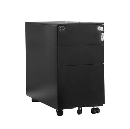 Контейнер RFG, метален, с три чекмеджета и ключ, 300 х 600 х 560 mm, черен