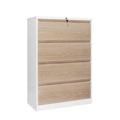 Кардекс RFG, метален, 2 x 4 чекмеджета, 900 х 450 х 1331 mm, кехлибарен дъб и бяло