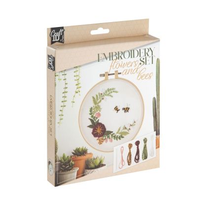 Craft ID Комплект за бродиране Цветя и пчели, 15.2 cm