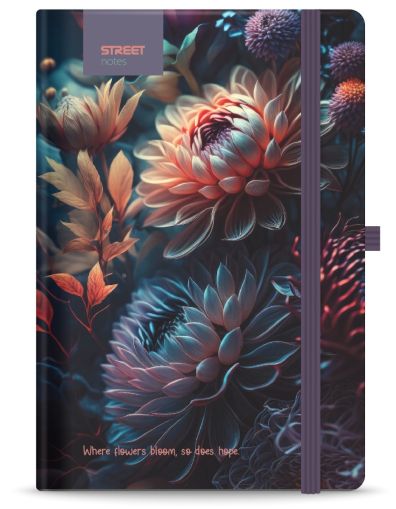 Бележник с ластик B5 Street, твърда корица, 96 листа, BLOSSOM