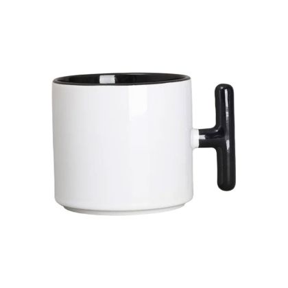 BESTSUB Чаша, керамична, с Т-образна дръжка, 270 ml, бяло-черна