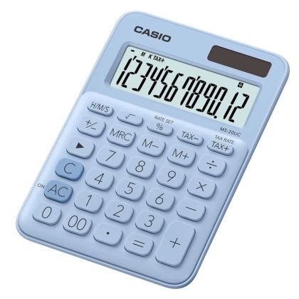 Калкулатор Casio MS-20-UC-LB, настолен, Светлосин