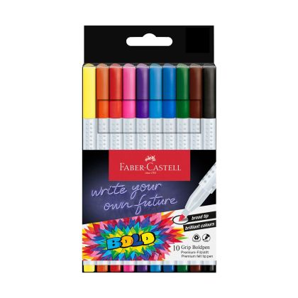 Faber-Castell Флумастери Grip Boldpen, 10 цвята
