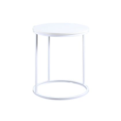 RFG Ниска маса Tом, 500 х 500 х 600 mm, кръгъл плот, ПДЧ 15 mm, бял, бели метални крака