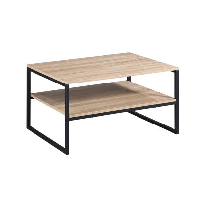 RFG Ниска маса Club, 800 х 600 х 450 mm, правоъгълен плот, ПДЧ 15 mm, дъб сонома, черни метални крака