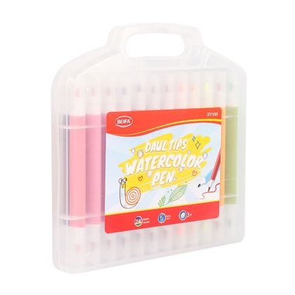 Beifa Флумастери SY105-V901, двойни, в пластмасова кутия, 24 цвята