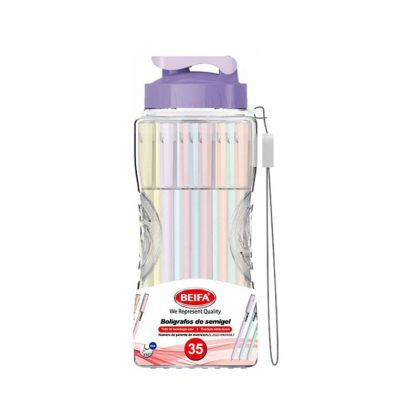 Beifa Гел ролер TA602-35V, в бутилка, 0.7 mm, синьо мастило, асорти, 35 броя