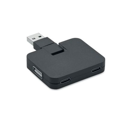 More Than Gifts USB хъб, 4 порта 2 х USB Type-A, 2 х USB Type-C, вход Type-C/Type-A, черен